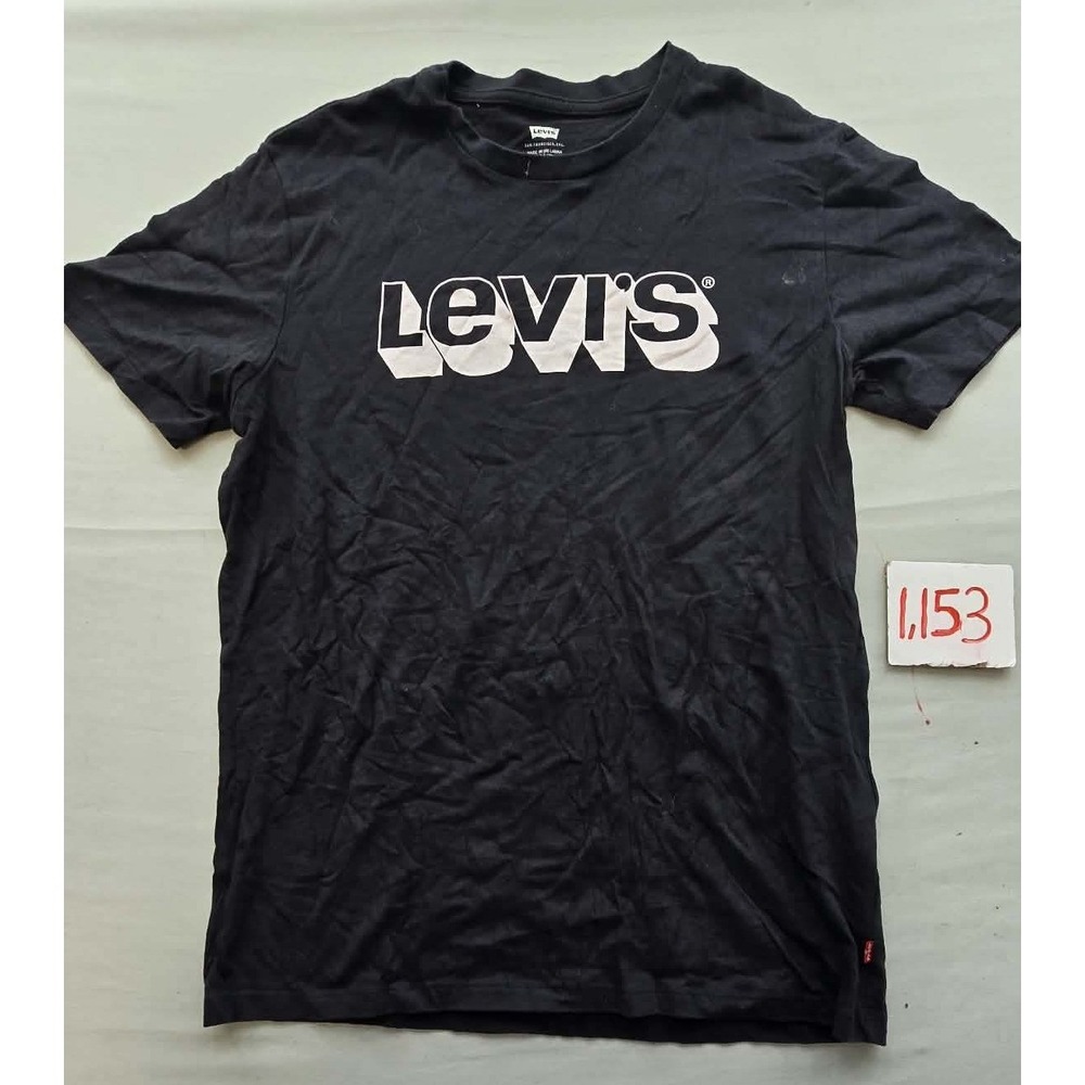 Levis Mens Graphic Logo T-Shirt Black Short Sleeve Crewneck Cotton Tee Size M